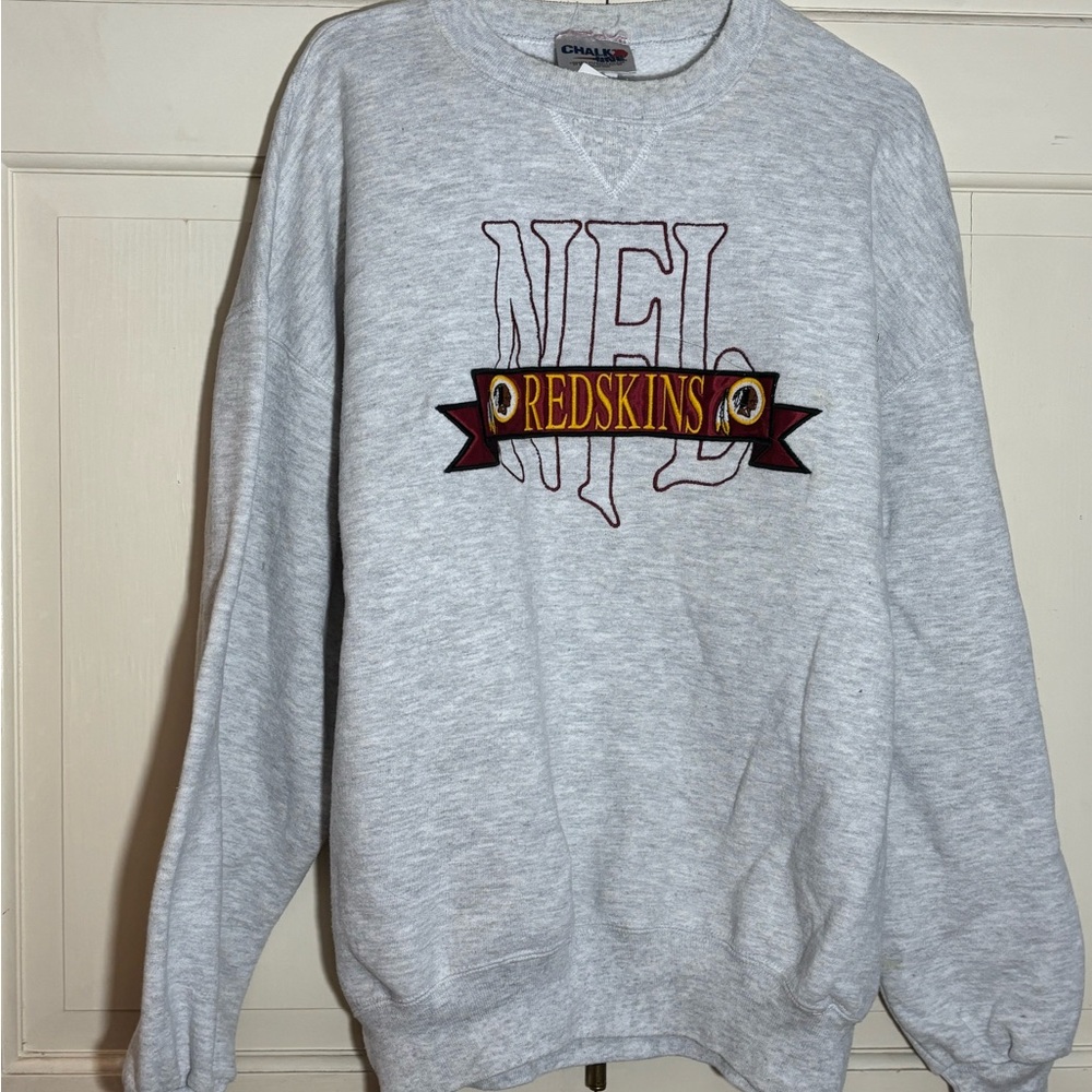 Chase Authentics Gray NFL Redskins Crewneck Sweater